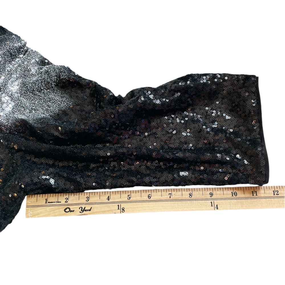 LANE BRYANT Sequined Black V-Neck Dress Ruffle Trim 3/4 Sleeve - Size 22/24 - Picture 12 of 15
